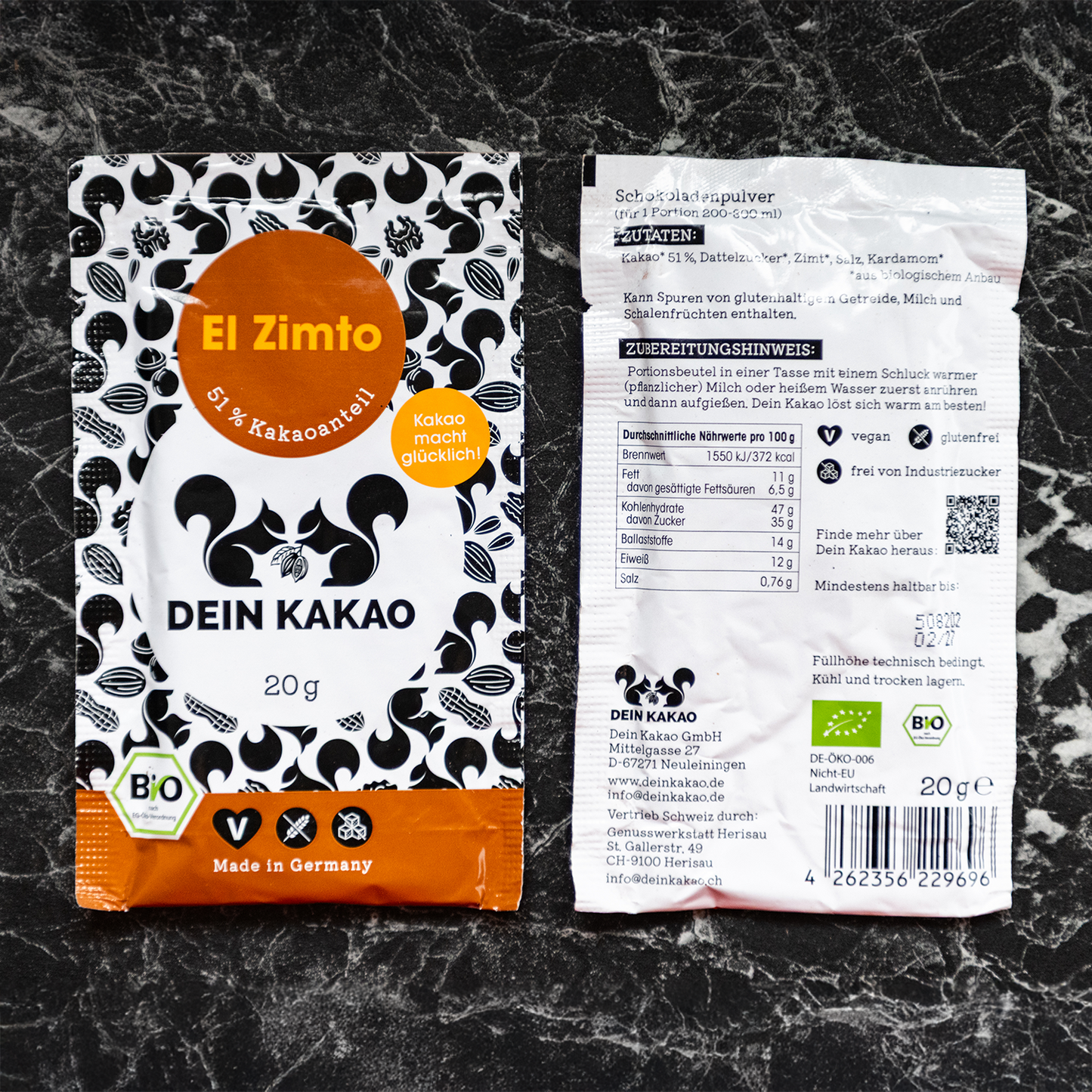 El Zimto Bio-Schokoladenpulver 20er-Box 400 g