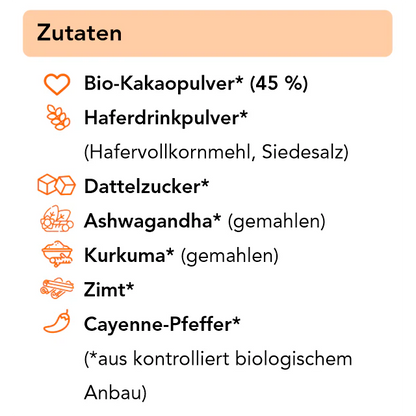 MOND Unser Bio Schokoladenpulver mit Ashwagandha und Kurkuma 250 g