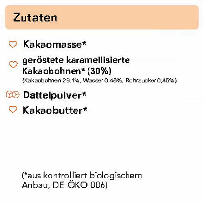 Bio karamellisierte, schokolierte Kakaobohnen in Zartbitter-Schokolade (66 %) 250 g