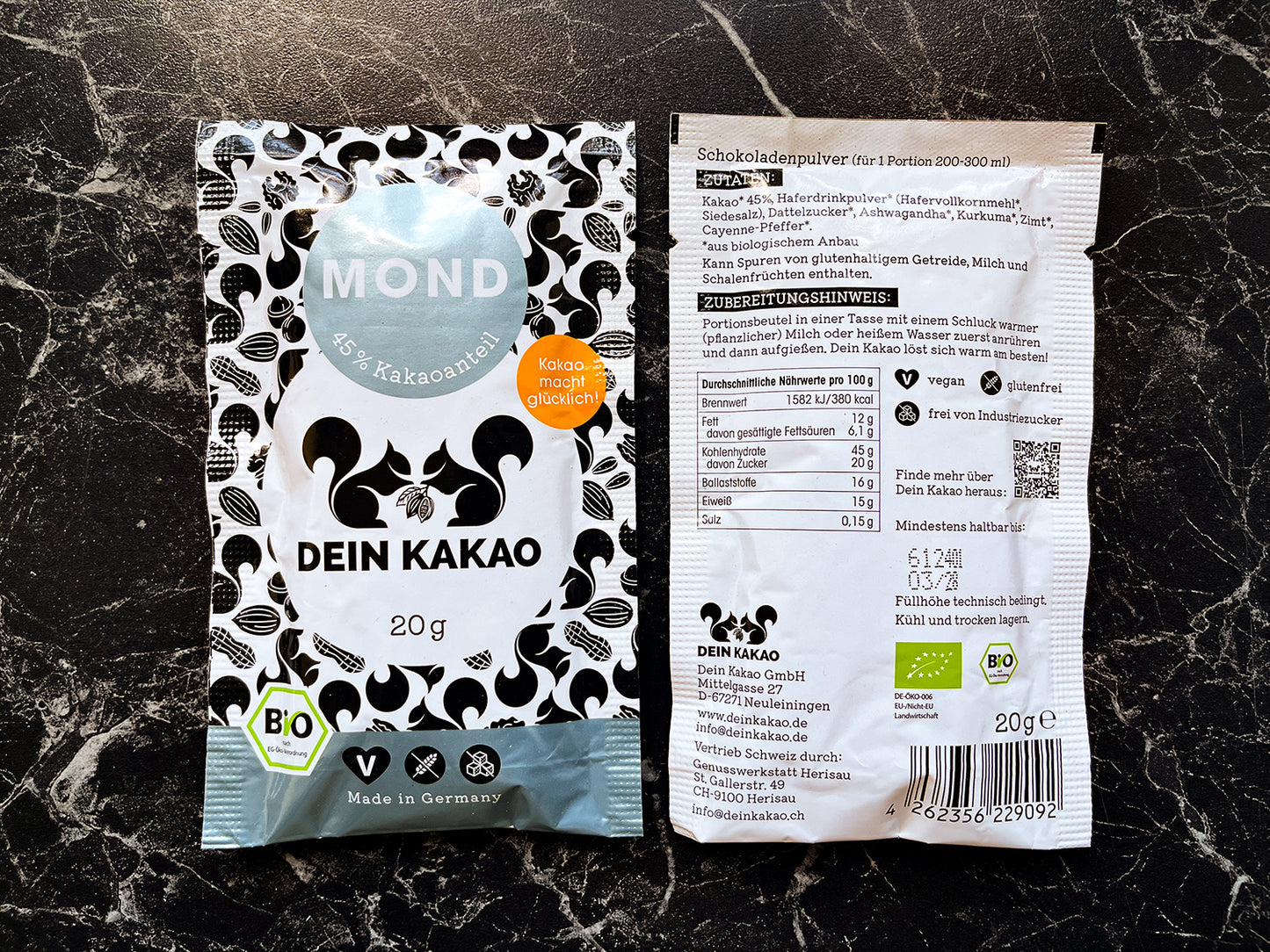MOND Unser Bio Schokoladenpulver mit Ashwagandha und Kurkuma 20er-Box 400 g