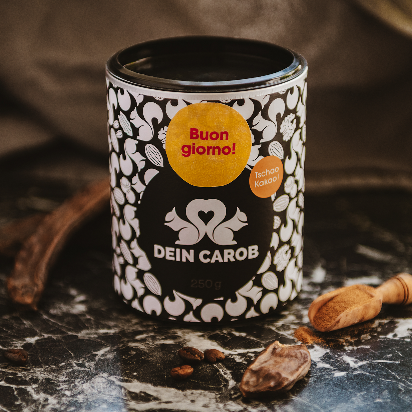 Unser Bio Getränkepulver auf Carobbasis mit Kaffee