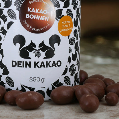 Karamellisierte Kakaobohnen in Bio Hafer-Mandel-Kakaomasse mit 39%-Kakaogehalt und Dattelpulver 250 g