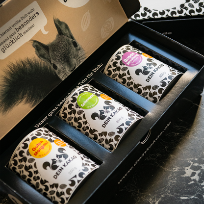 Unser Schokoladenpulver-Trio für die ganze Familie 750 g mit Geschenkverpackung