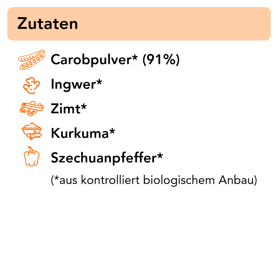 Rosmeralda – unser Bio Getränkepulver auf Carobbasis mit Ingwer, Kurkuma, Zimt 250 g