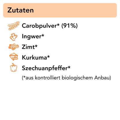 Rosmeralda – unser Bio Getränkepulver auf Carobbasis mit Ingwer, Kurkuma, Zimt 250 g