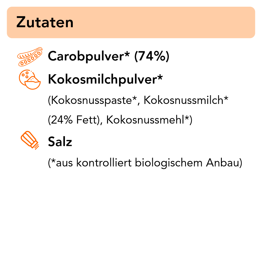 bacio de coco – unser Bio Getränkepulver auf Carobbasis mit Kokos