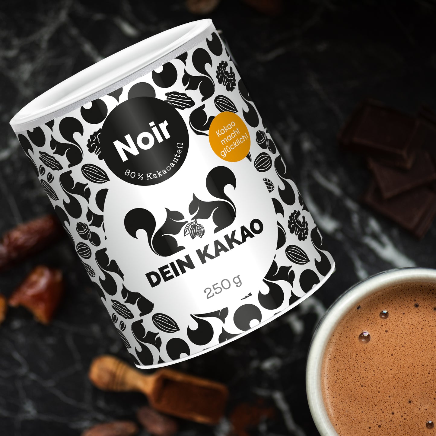 Noir Veganes Bio-Schokoladenpulver mit Ingwer, Lakritze und Yuzu 250 g