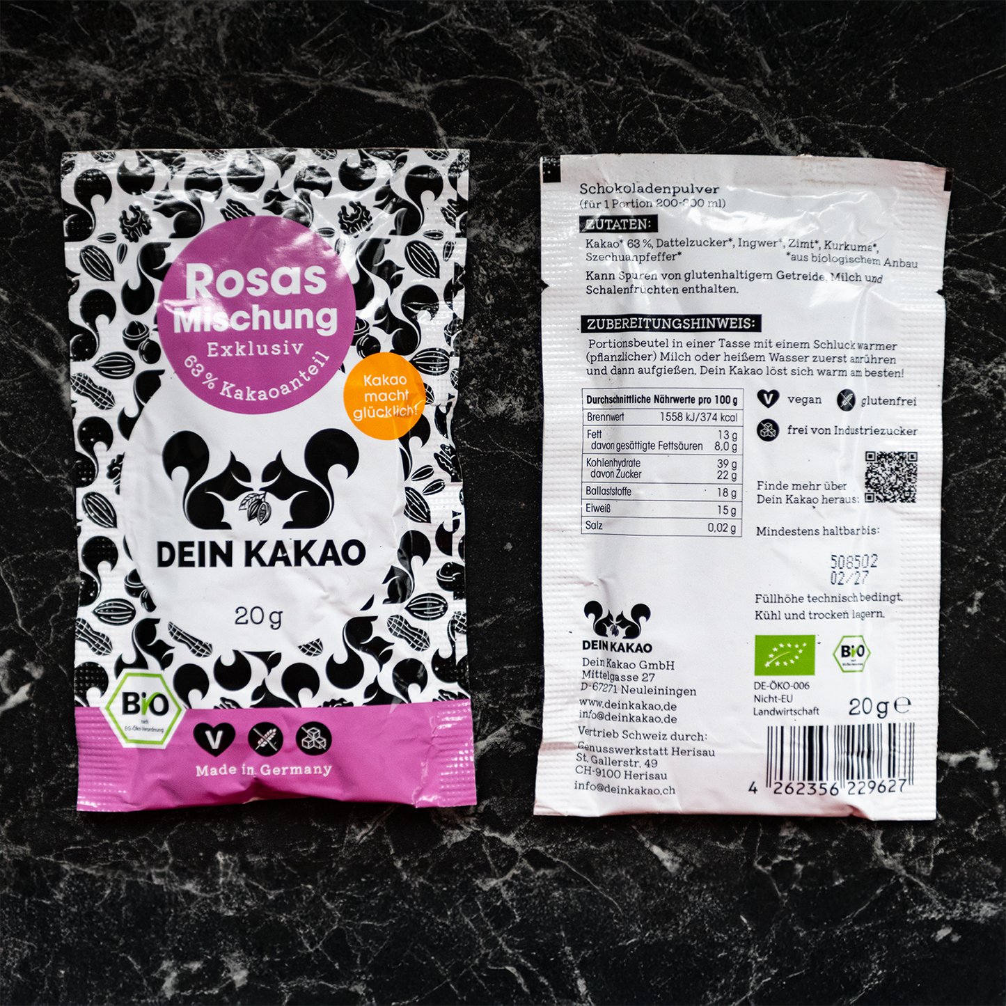 Rosas Mischung Bio-Schokoladenpulver 20er-Box 400 g