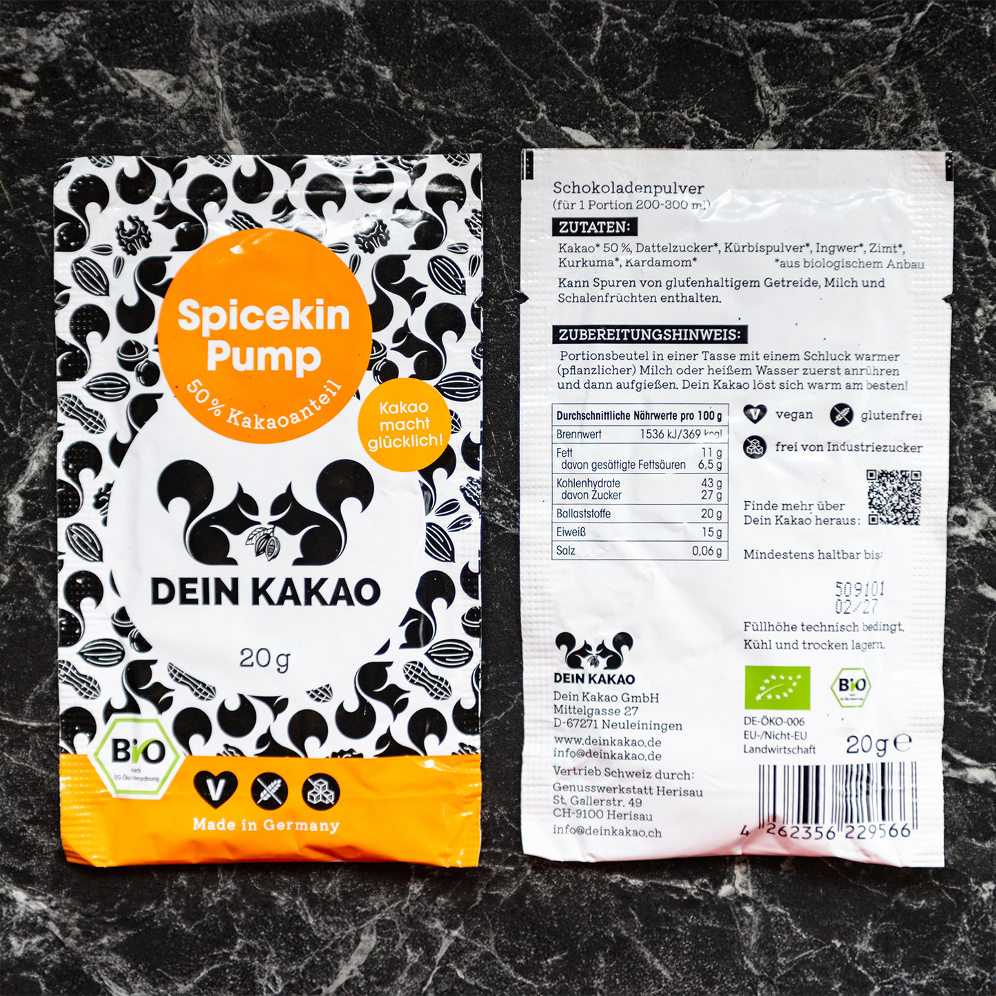 Spicekin Pump Bio-Schokoladenpulver 20er-Box 400 g